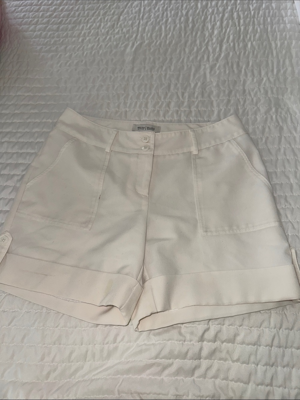 White House Black Market Cream High-Rise Cuffed Women’s Shorts